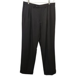 Lauren Ralph Lauren Men’s 100% Wool Black Dress Pants Total Comfort Cuffed 34/30